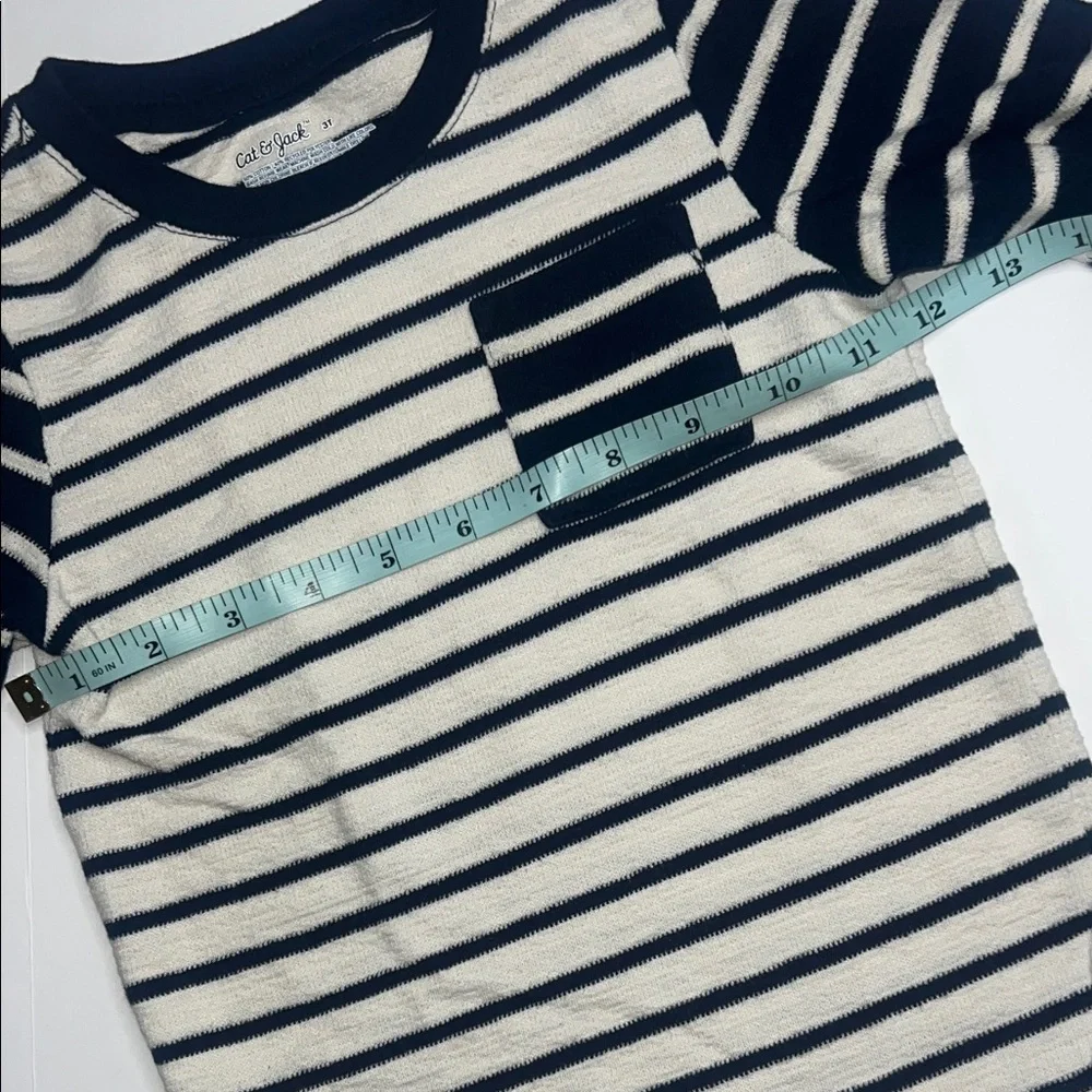 Cat & Jack Navy and White Striped Long Sleeve Tee - Picture 5 of 7